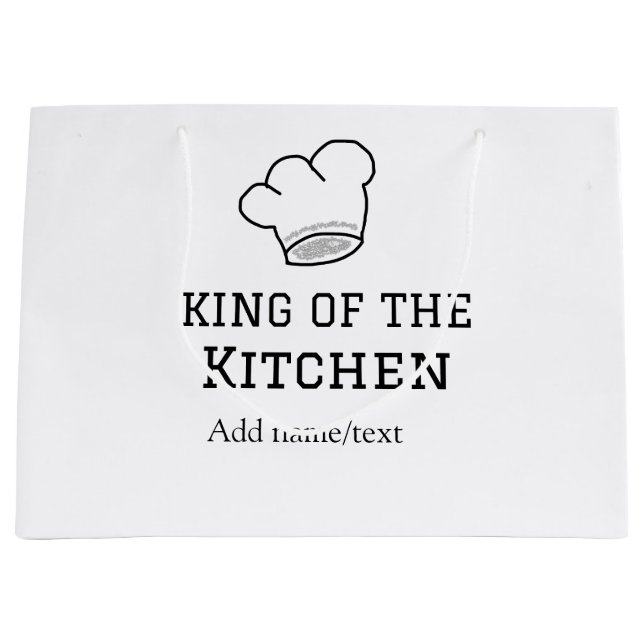 King of the kitchen chef cooking add name crown ha large gift bag (Front)