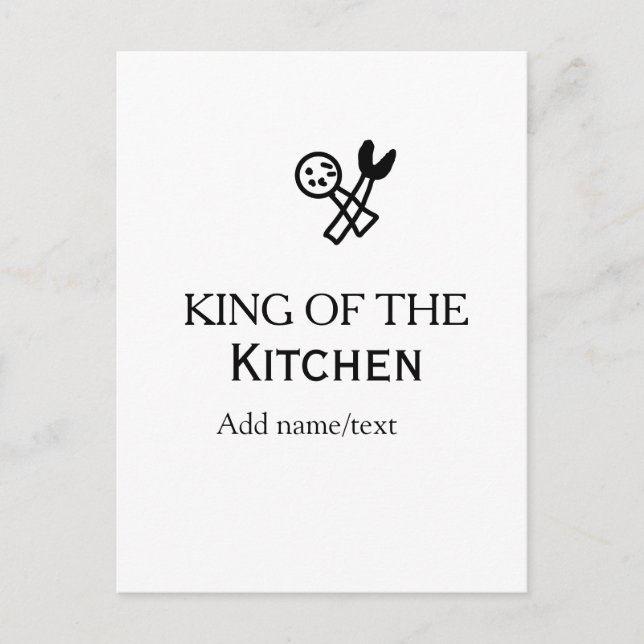 King of the kitchen chef cooking add name crown ha postcard (Front)