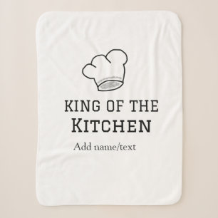 King of the kitchen chef cooking add name crown ha sherpa blanket