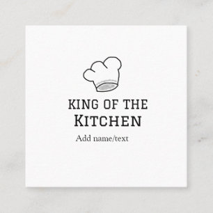 King of the kitchen chef cooking add name crown ha square business card