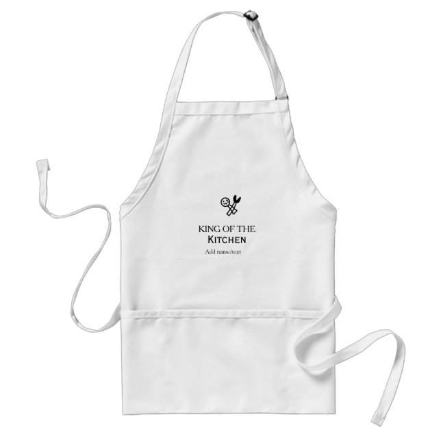 King of the kitchen chef cooking add name crown ha standard apron (Front)