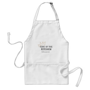 King of the kitchen chef cooking add name crown ha standard apron