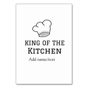 King of the kitchen chef cooking add name crown ha table number
