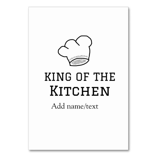 King of the kitchen chef cooking add name crown ha table number (Front)