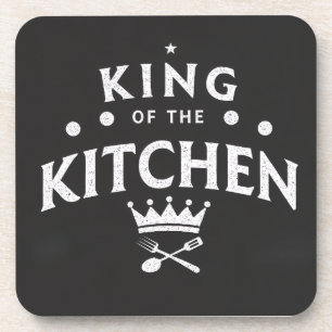 King of the Kitchen Crown – Funny Foodie Black Coaster