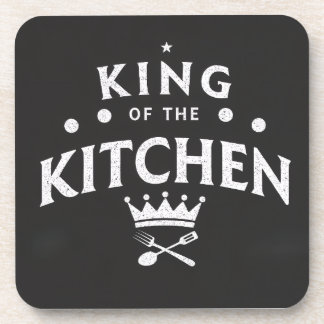 King of the Kitchen Crown – Funny Foodie Black Coaster