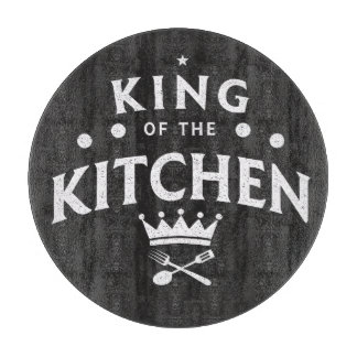 King of the Kitchen Crown – Funny Foodie Black Cutting Board