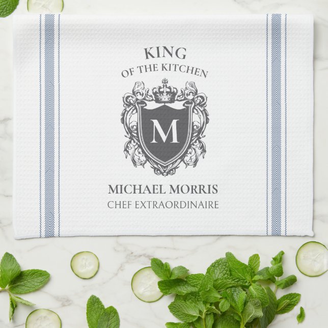 King of the Kitchen Customised Name Monogram Towel (Folded)