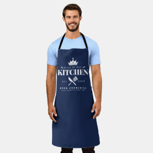 King of The Kitchen Foodie Men Personalised Blue Apron