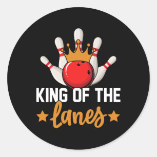 King Of The Lanes I Bowling Classic Round Sticker