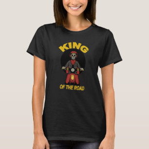 King Of The Road Skeleton Retro Italian Mofa Drive T-Shirt