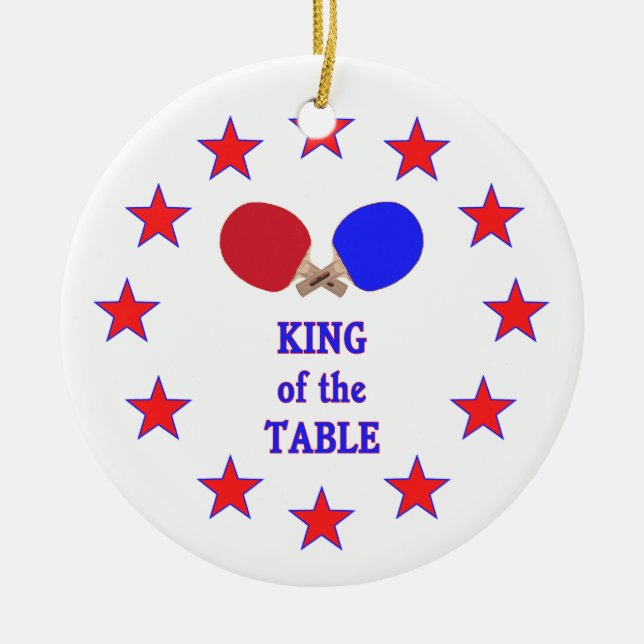 King of the Table Ping Pong Ceramic Tree Decoration (Front)