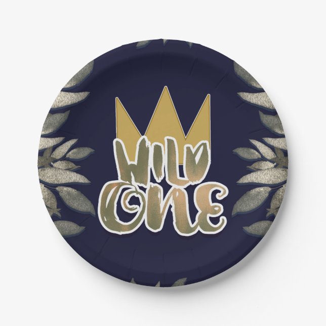 King of Wild Things ONE 1st Birthday Party Paper Plate (Front)