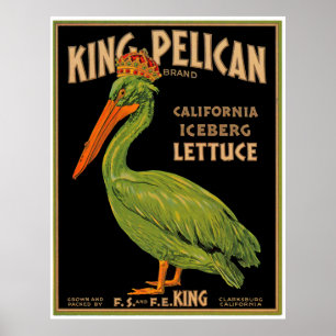 King Pelican Brand Lettuce Poster