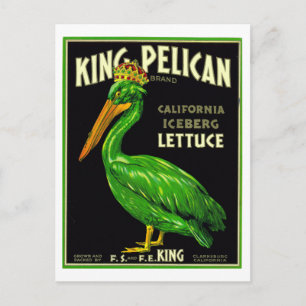 King Pelican California Lettuce - Vintage Produce  Postcard