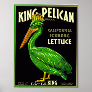 King Pelican California Lettuce - Vintage Produce Poster