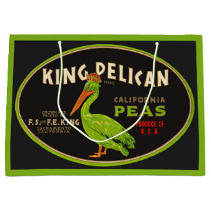 King Pelican California peas crate label Large Gift Bag