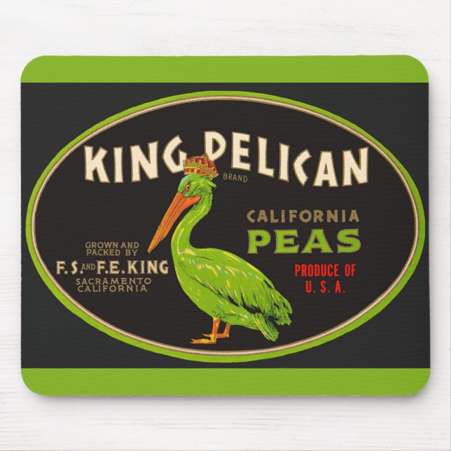 King Pelican California peas crate label Mouse Pad (Front)