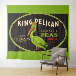 King Pelican California peas crate label Tapestry