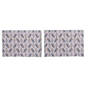 King Penguin Frenzy Pillowcases (Dusty Pink)