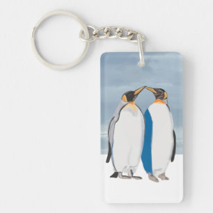 King Penguin Pair Kissing  Key Ring
