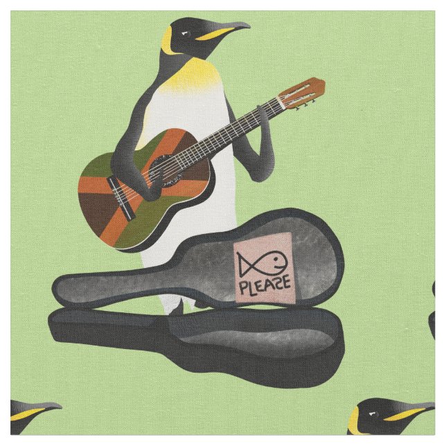 King Penguin Reggae Guitar Fabric (Close Up)