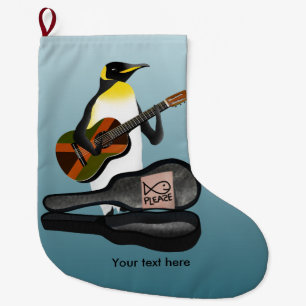 King Penguin Reggae Guitar Large Christmas Stocking