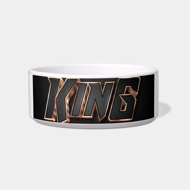 King Pet Bowl (A stylish bowl featuring the word "KING" in bold, metallic lettering!)