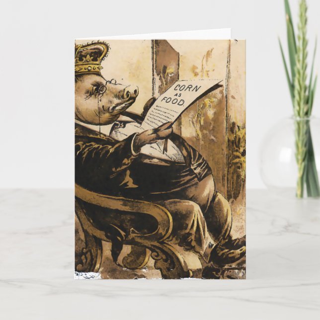 King Pig Reading His Newspaper Card (Front)