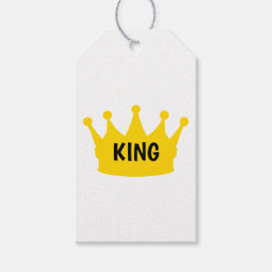 King - Plain Modern Gold White Color Graphic Gift Tags