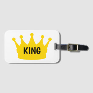 King - Plain Modern Gold White Color Graphic Luggage Tag