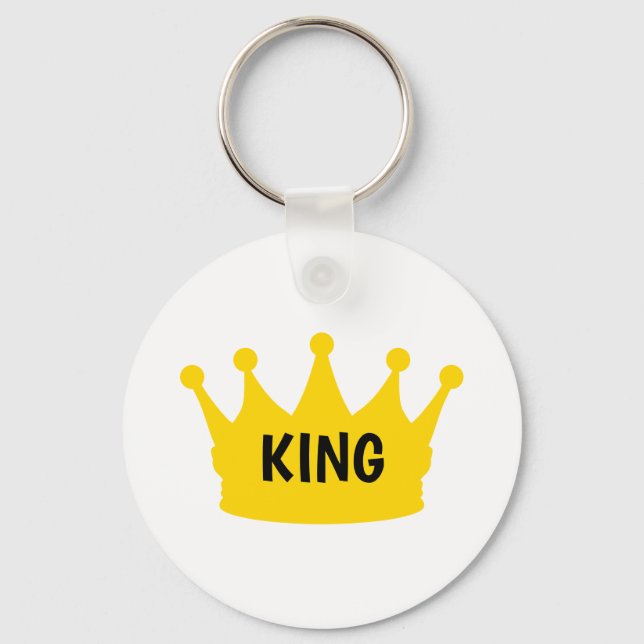 King - Plain Modern Gold White Colour Graphic Key Ring (Front)