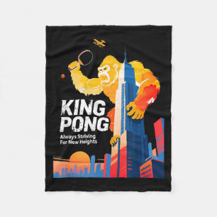 King Pong Funny Table Tennis Fan Poster Style Fleece Blanket