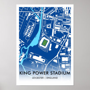 King Power Stadium Map – Home of Leicester City FC Poster