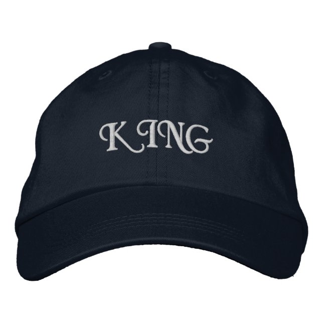 KING Printed Cotton Navy fabric and adjustable Men Embroidered Hat (Front)
