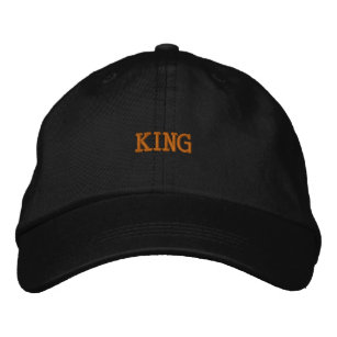 KING Printed Text  Embroidered Black Hats Caps 
