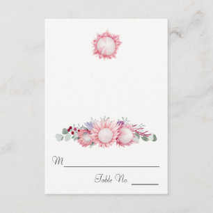 King Protea Watercolor Botanical Escort Invitation