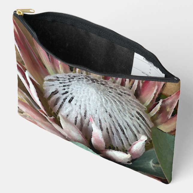 King Protea watercolor Pouch  (Open)