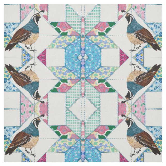 King Quail Arrives for Tea Fabric (Swatch)