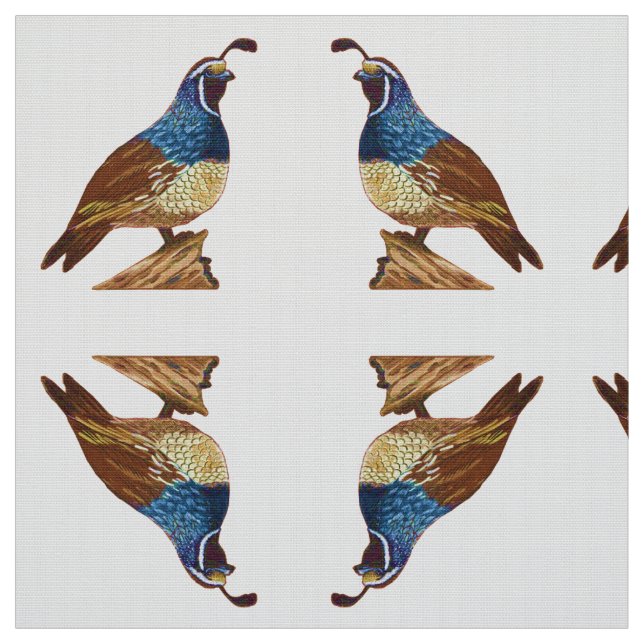 King Quail in White Fabric (Swatch)