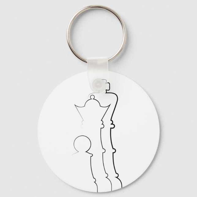 King queen and pawn line art key ring (Front)