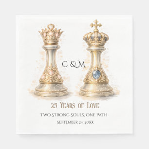 King Queen Couple 25th Wedding Anniversary Napkin