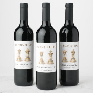 King Queen Couple 40th Wedding Anniversary Wine Label