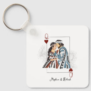 King queen couple card key ring