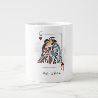 King queen couple card large coffee mug