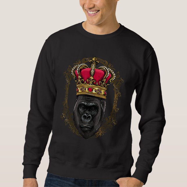 King Queen Gorilla Face Princess Primate Jungle Ap Sweatshirt (Front)