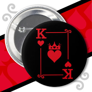 King & Queen Hearts Matching Couple King of Hearts 6 Cm Round Badge
