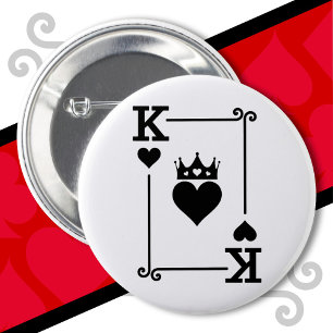 King & Queen Hearts Matching Couple King of Hearts 6 Cm Round Badge