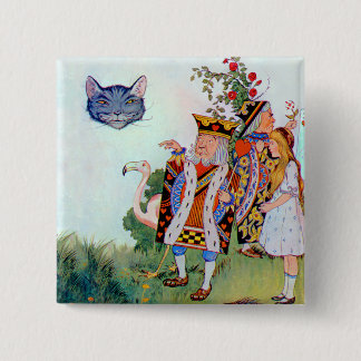 King & Queen of Hearts, Alice & the Cheshire Cat 15 Cm Square Badge