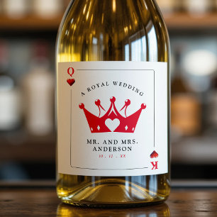 King & Queen of Hearts Casino Poker Card Sparkling Wine Label